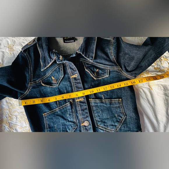 VGW ”Wednesday” Girls Sz-M JeanJacket🐆Leopard Accent Print-Color,Sleeve,Cuffs - Picture 10 of 16